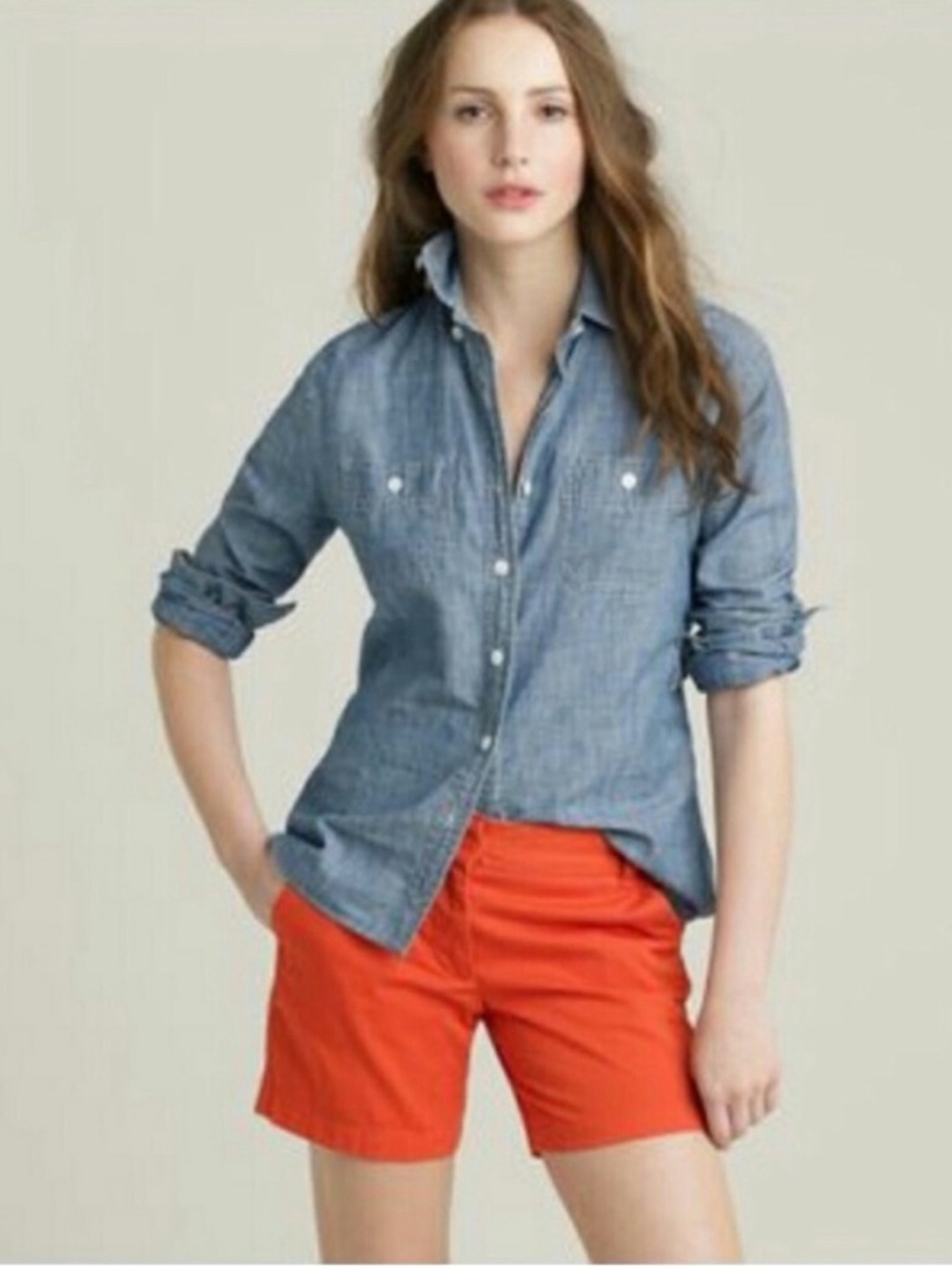 J. CREW 5” Classic Chino Shorts Orange Size 12 NEW Preppy